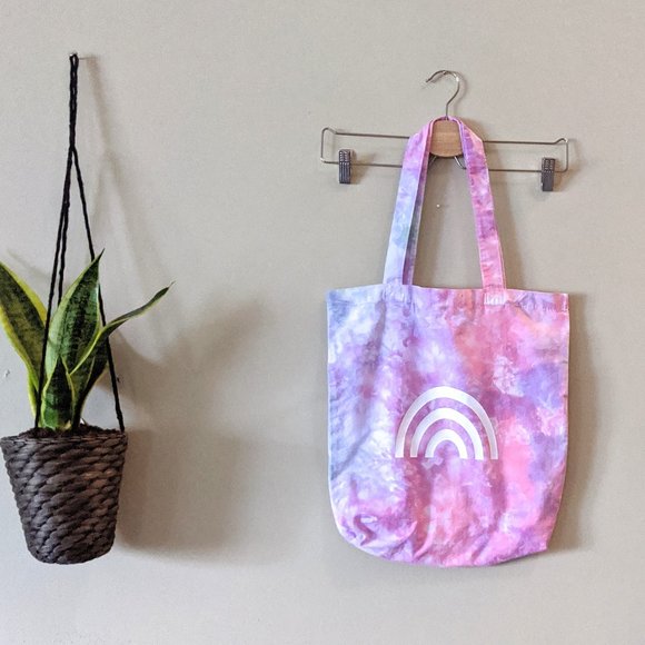 allywanderland Handbags - Rainbow Lilac Tie Dye Lightweight Cotton Tote Bag